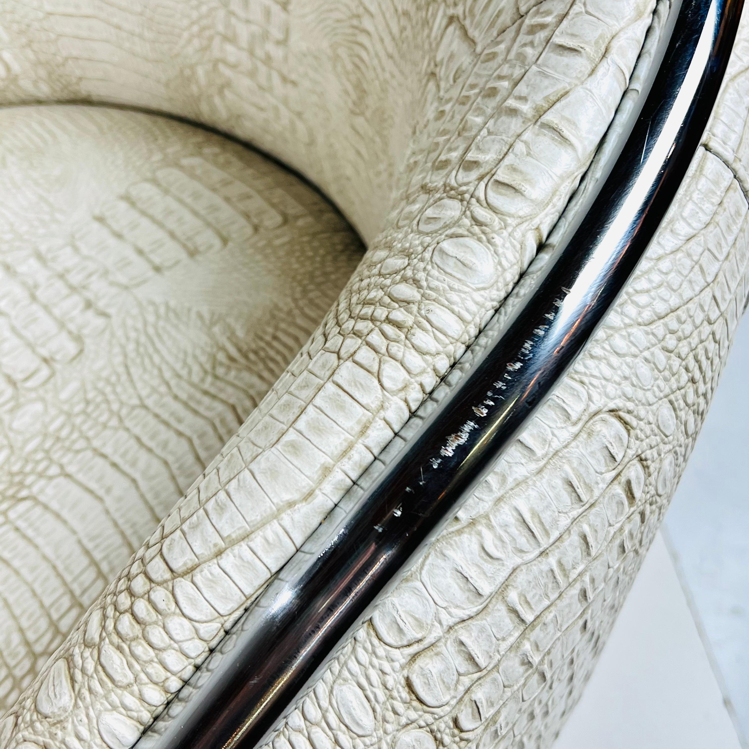 Pair of Thonet Club Tub Chairs in Faux Crocodile For Sale 10