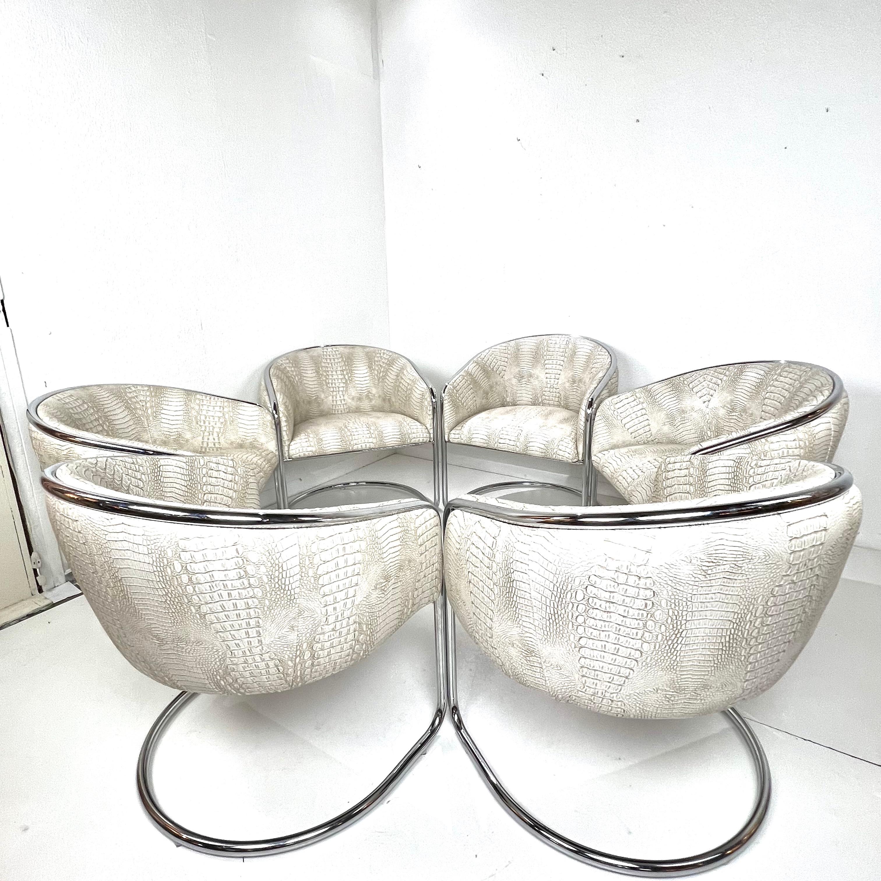 Pair of Thonet Club Tub Chairs in Faux Crocodile For Sale 12