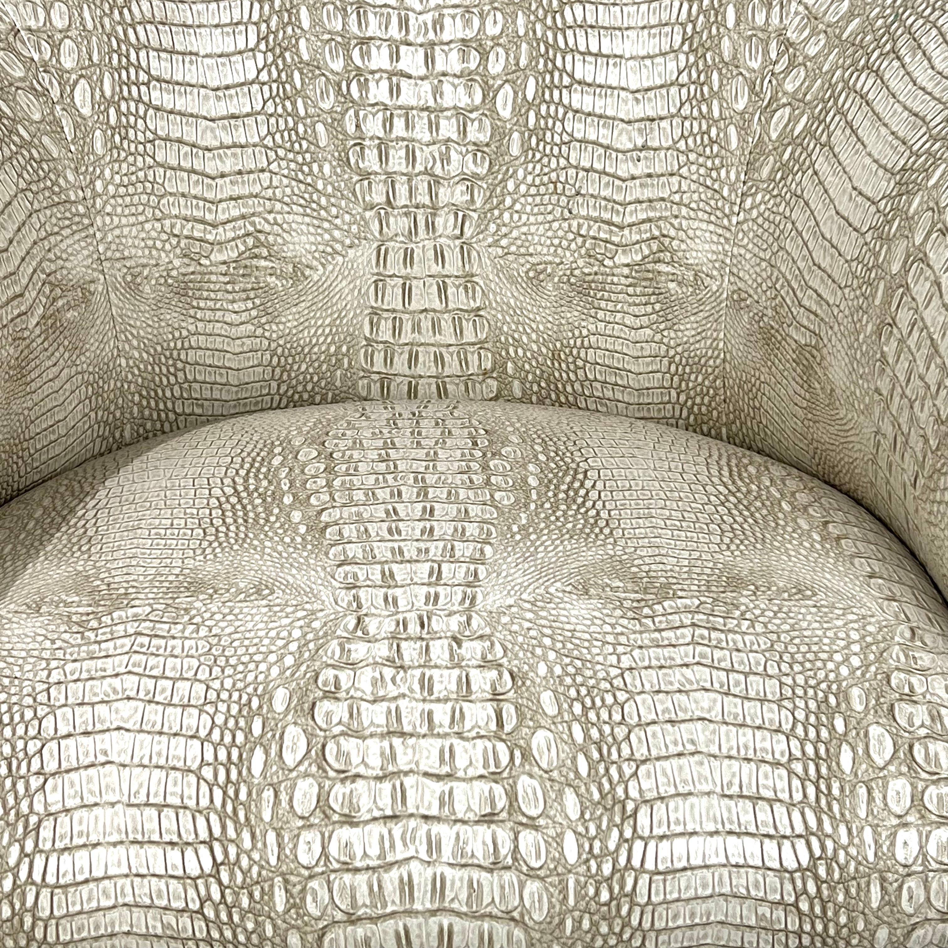 Pair of Thonet Club Tub Chairs in Faux Crocodile In Good Condition For Sale In Dallas, TX