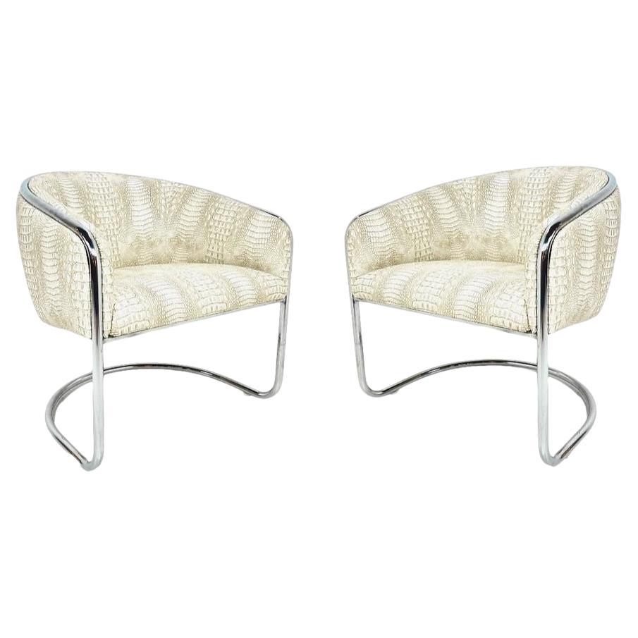Pair of Thonet Club Tub Chairs in Faux Crocodile