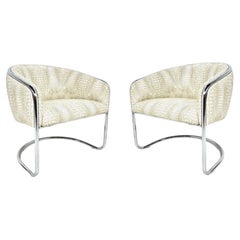 Pair of Thonet Club Tub Chairs in Faux Crocodile