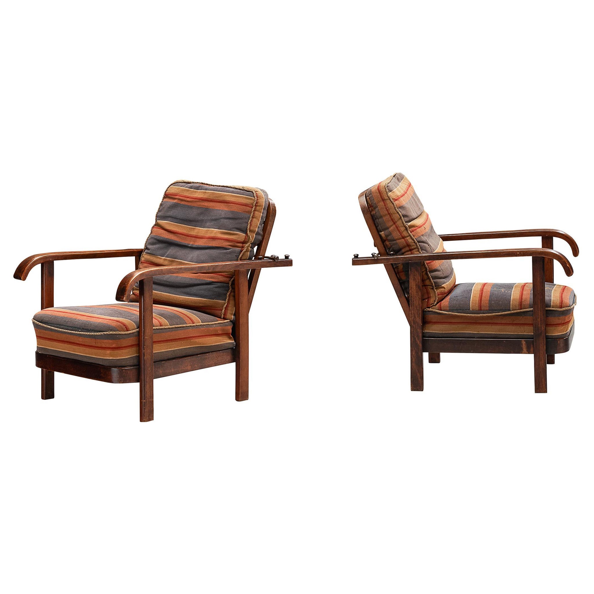 Paire de chaises longues inclinables en bois breton de Thonet