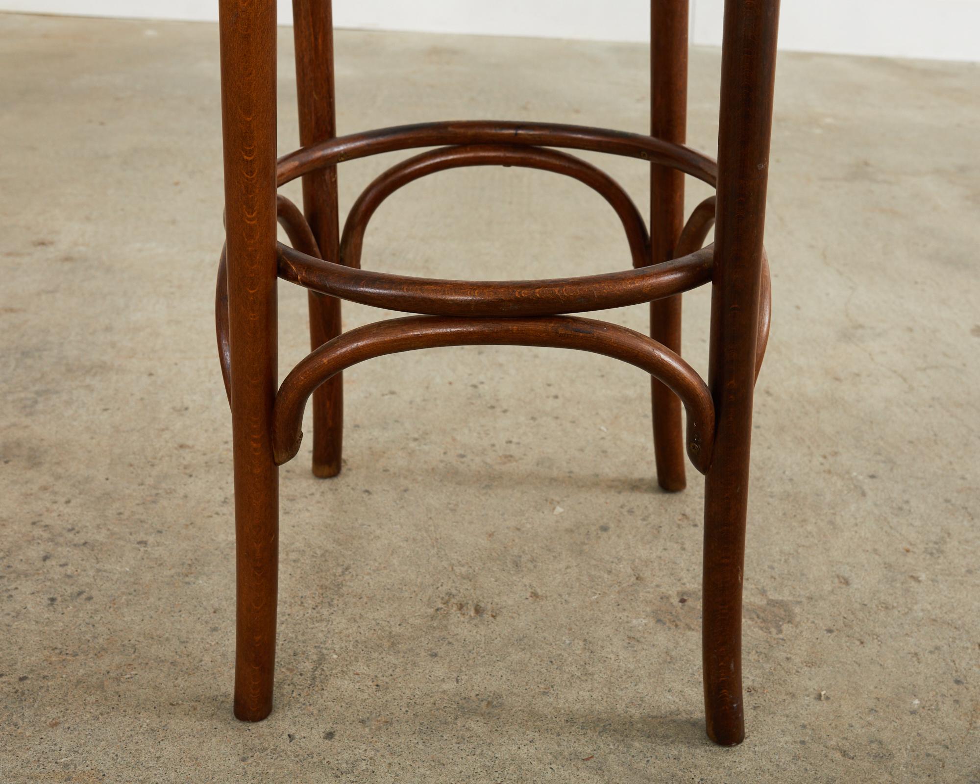 Pair of Thonet Romanian Bentwood Cane Bar Stools For Sale 7