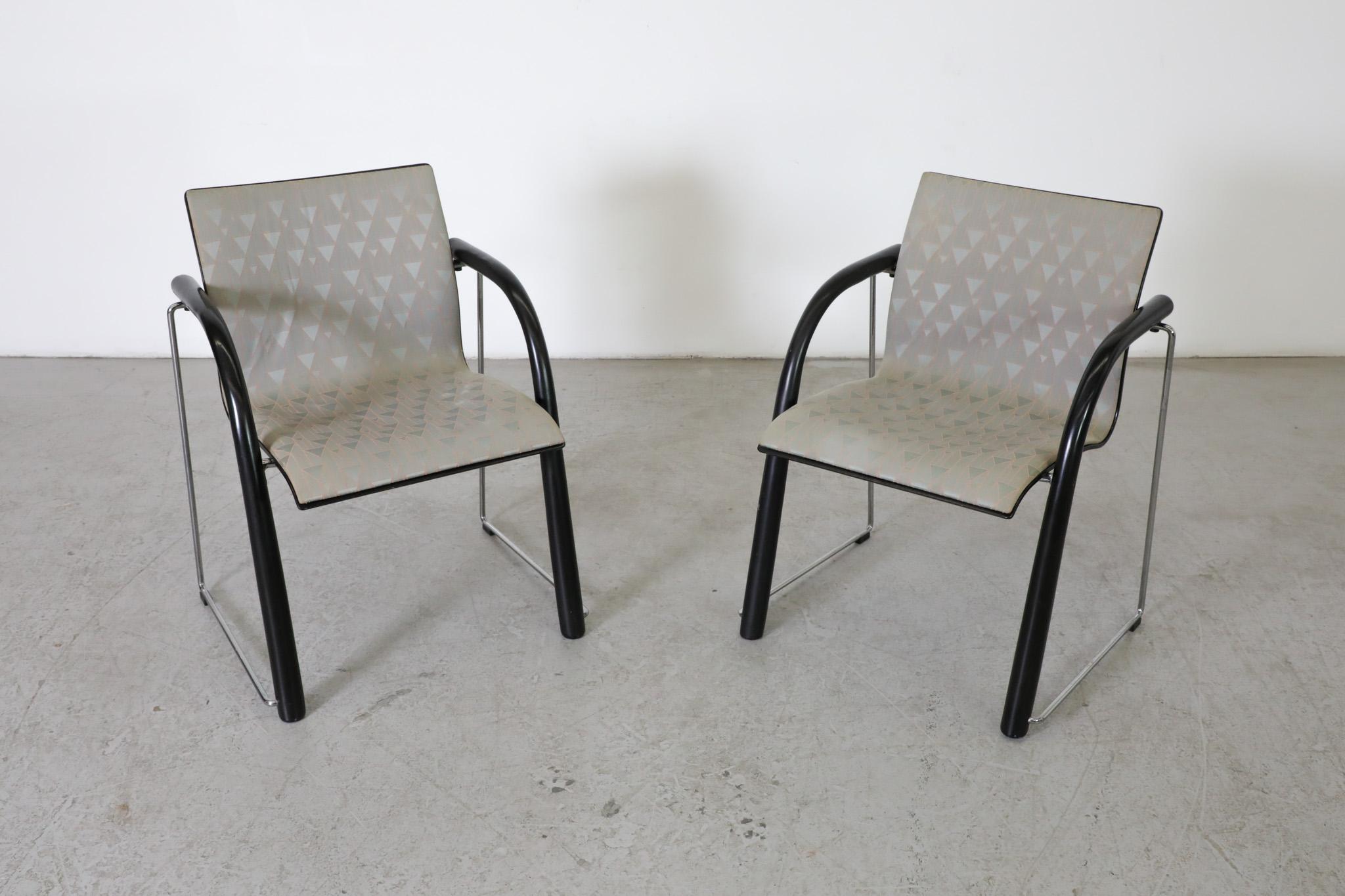 Late 20th Century Pair of Thonet S320 by Wulf Schneider & Ulrich Böhme Chairs w/ Black Curved Arms For Sale
