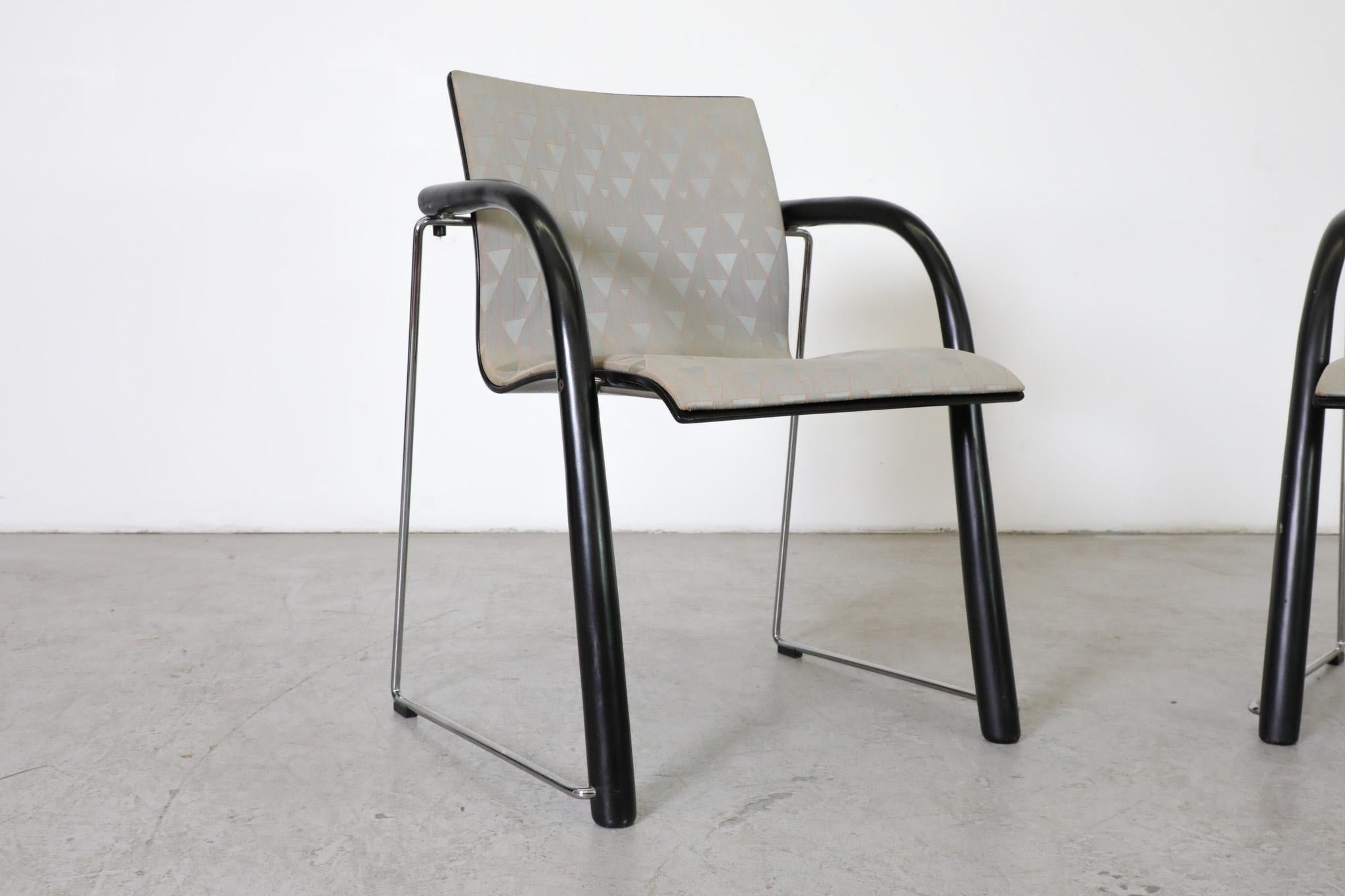 Pair of Thonet S320 by Wulf Schneider & Ulrich Böhme Chairs w/ Black Curved Arms For Sale 1
