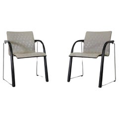 Retro Pair of Thonet S320 by Wulf Schneider & Ulrich Böhme Chairs w/ Black Curved Arms