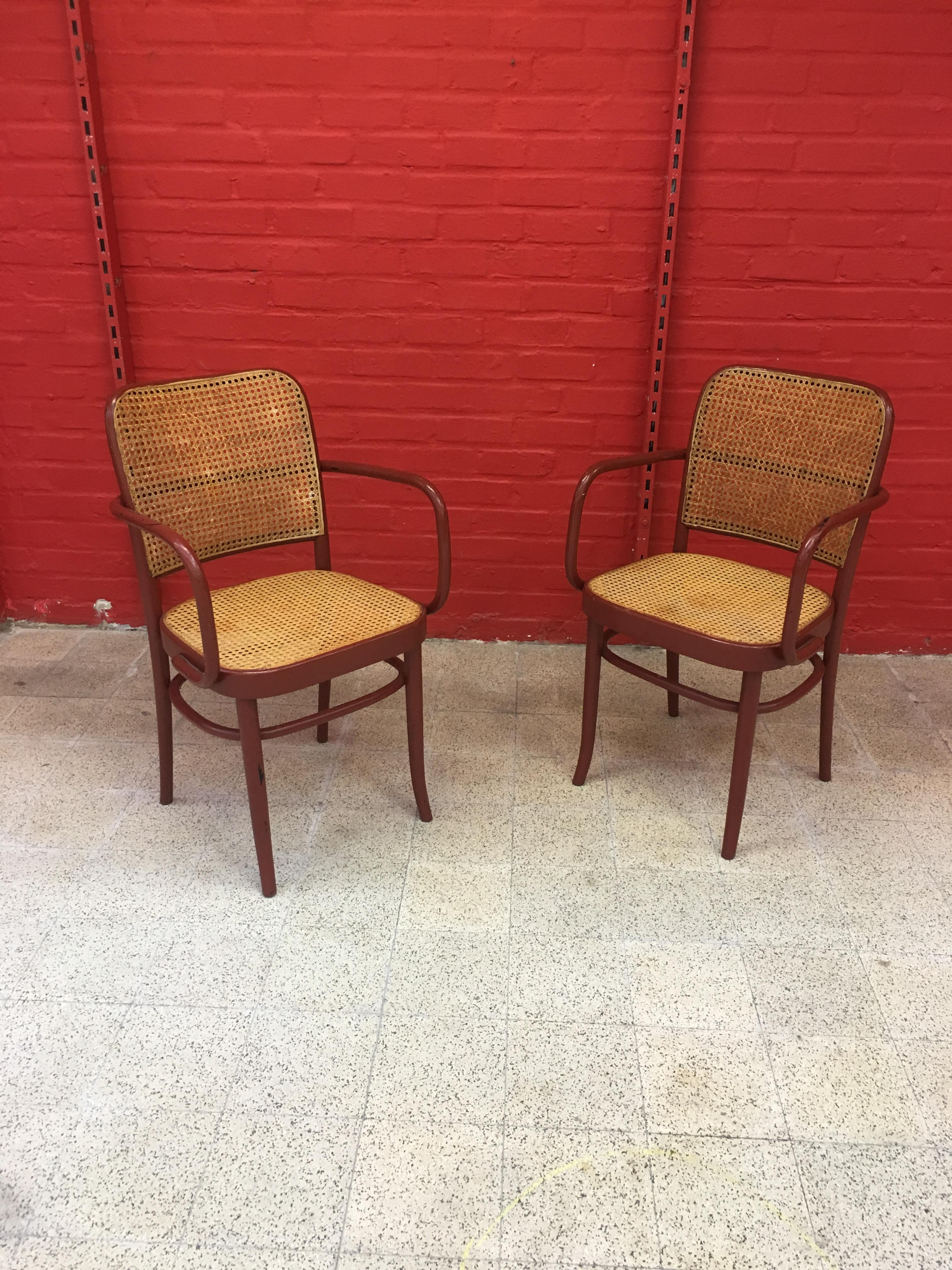 Joseph Frank , Pair of Thonet Style Armchairs, circa 1950 For Sale 3