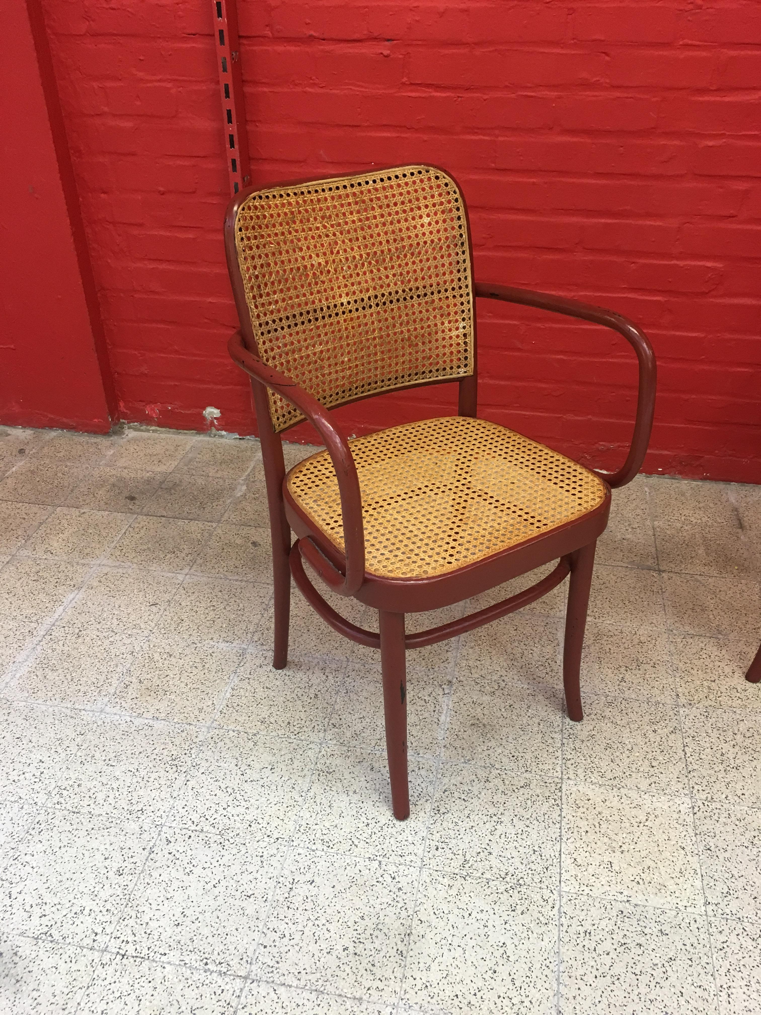 Joseph Frank ( model of ) Pair of Thonet style armchairs, circa 1950
Repainted some time ago.
Good general condition, small lack of paint.