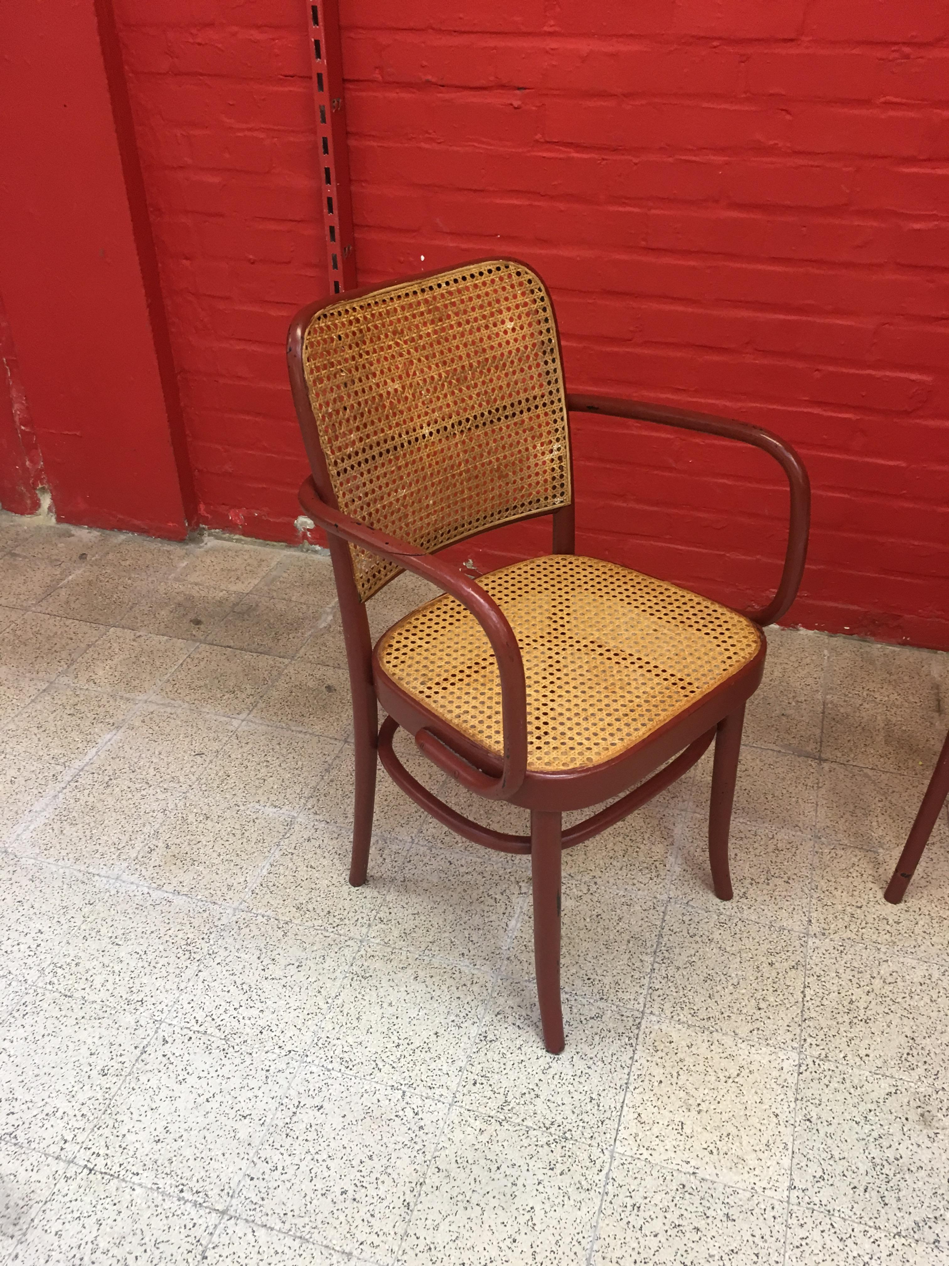 Joseph Frank , Pair of Thonet Style Armchairs, circa 1950 In Good Condition For Sale In Saint-Ouen, FR