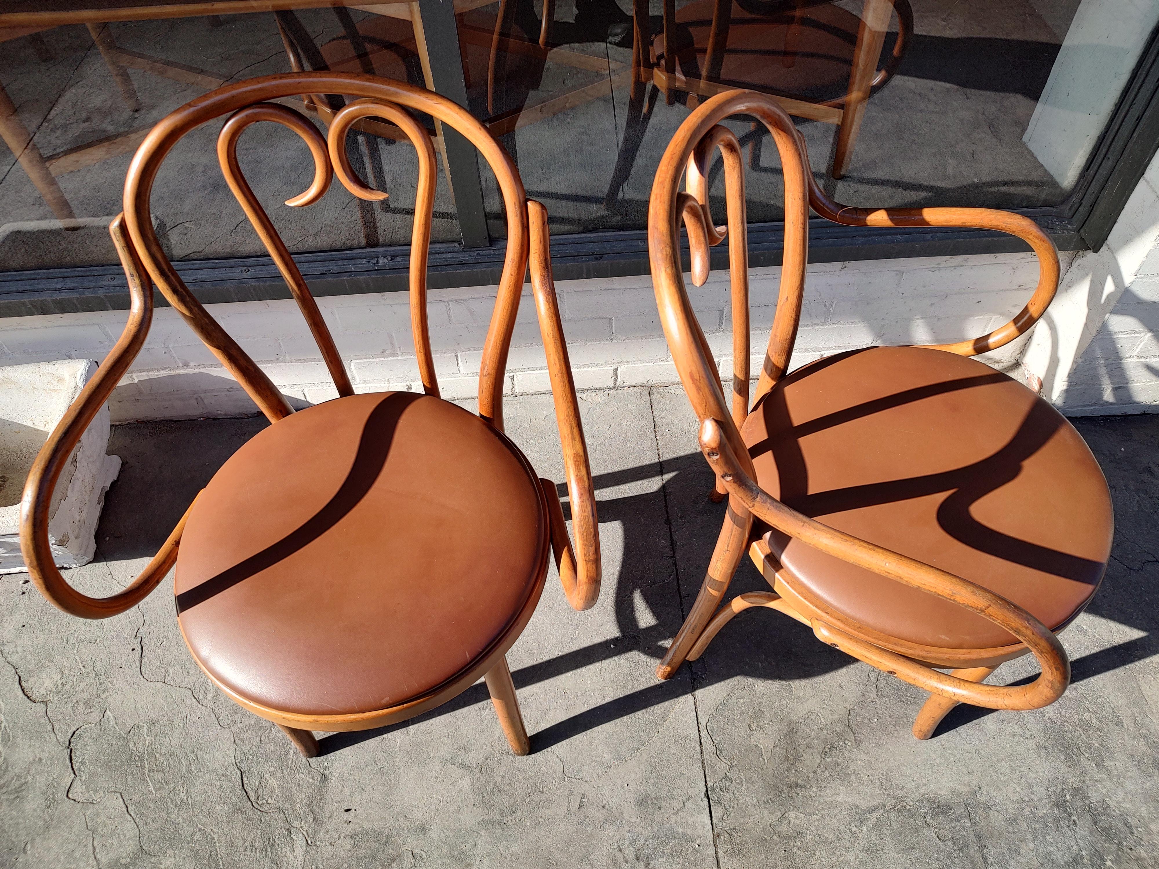 Beech Pair of Thonet Style Bentwood Armchairs, C1960 For Sale