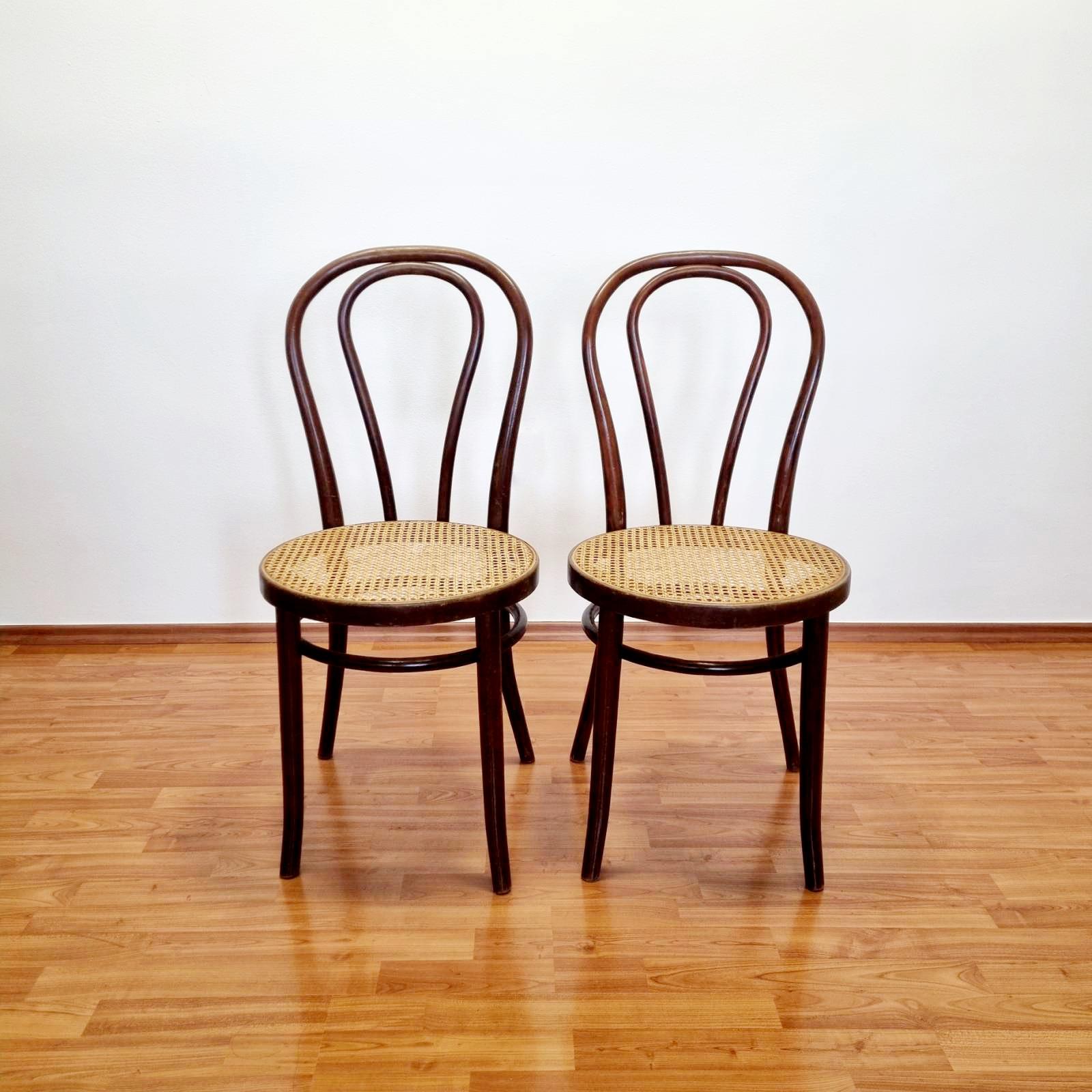 Pair of Thonet Style Bentwood Dining Chairs, Italy 60s For Sale 3