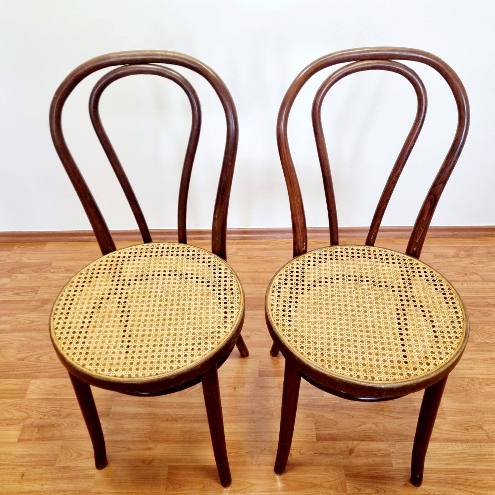 Pair of Thonet Style Bentwood Dining Chairs, Italy 60s In Good Condition For Sale In Lucija, SI
