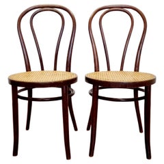 Pair of Thonet Style Bentwood Dining Chairs, Italy 60s