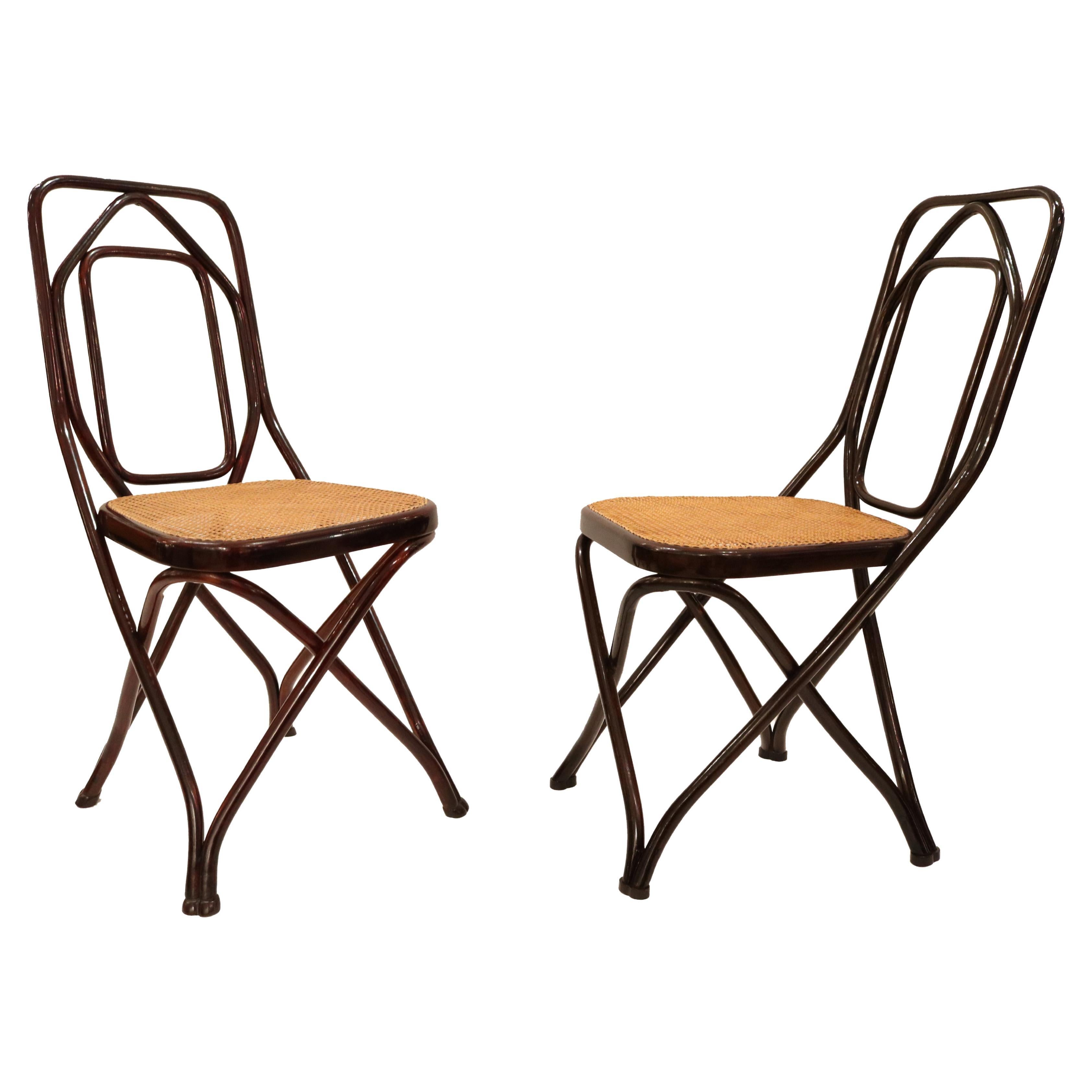 Pair of Thonet Vienna Secession Side Chairs , Austria 1915 For Sale