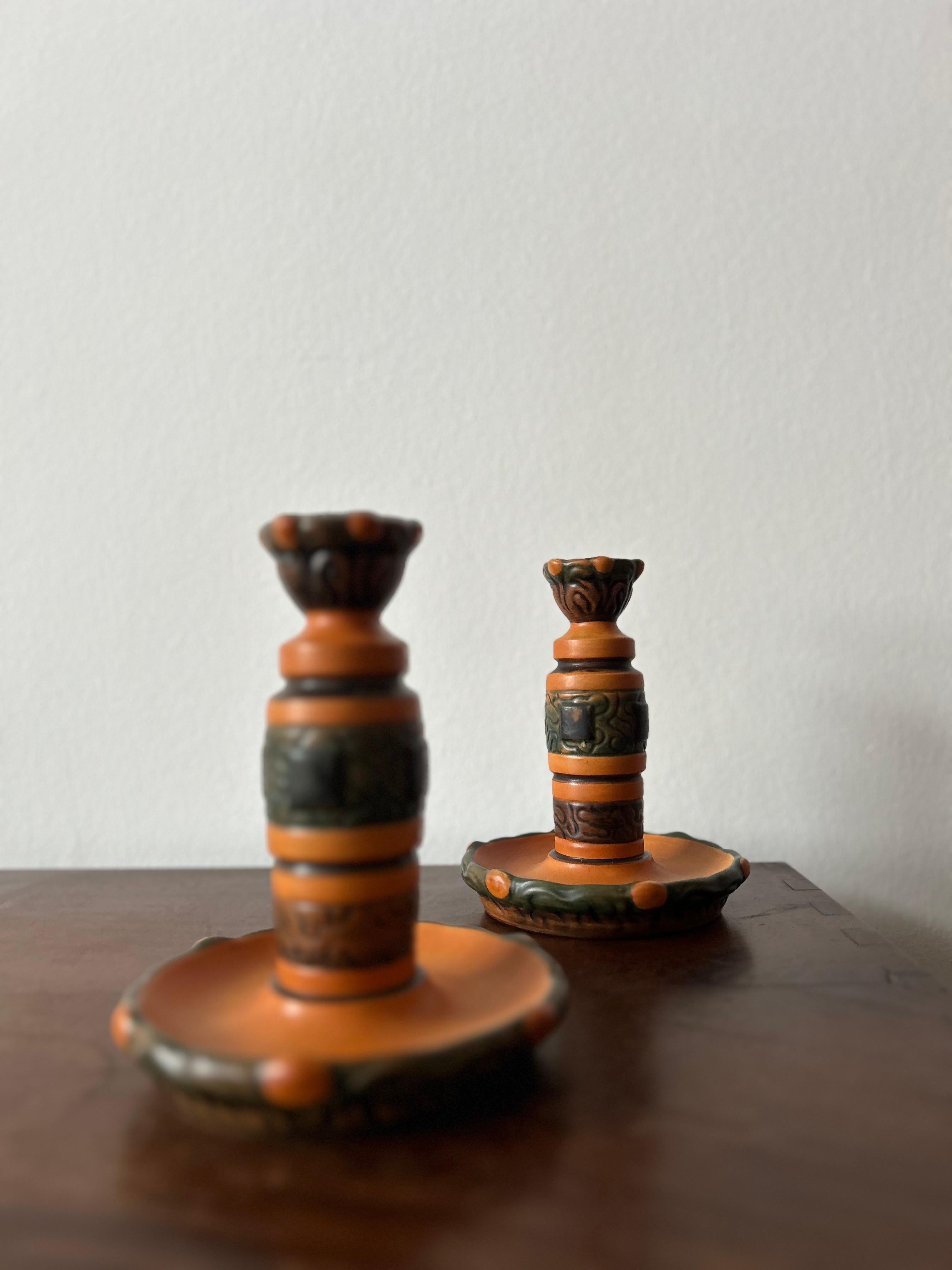 Pair of Thorvald Bindesbøll Candle Sticks for P Ipsens Enke, Denmark 1900’s In Good Condition For Sale In Valby, 84