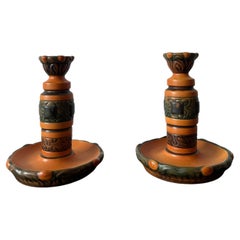 Antique Pair of Thorvald Bindesbøll Candle Sticks for P Ipsens Enke, Denmark 1900’s