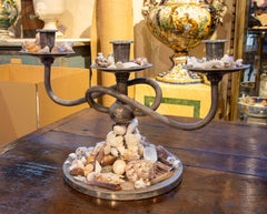 Pair of Three-armed Candelabras with Natural Seashells in a Coastal Style