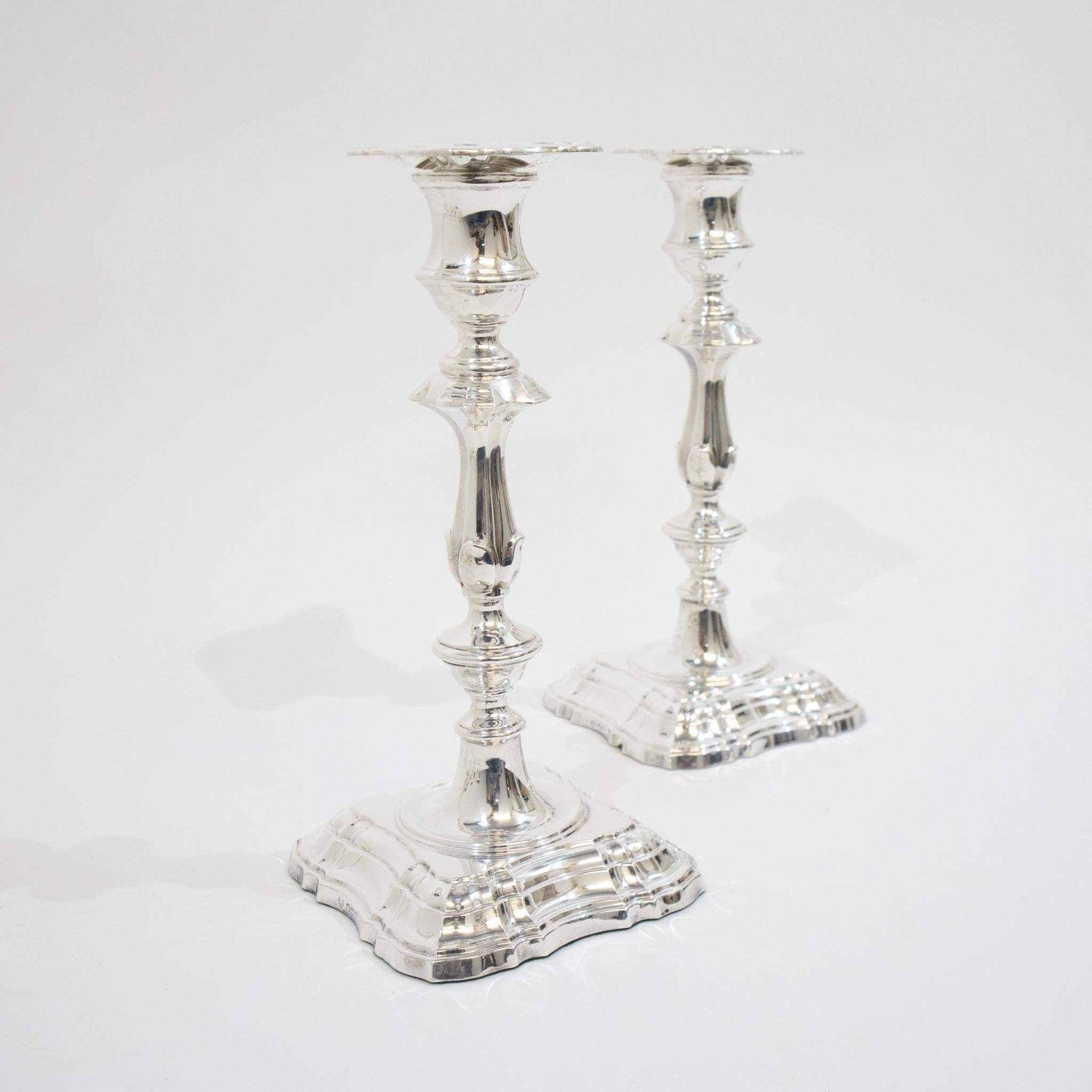 Pair of Three Branch Silver Candelabra For Sale 3