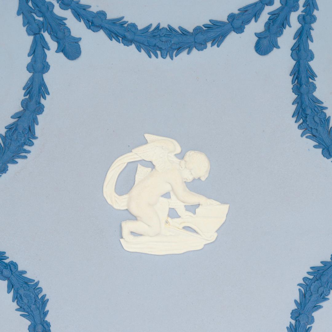 English Pair of Three-Color Wedgwood Blue Jasperware Plates signed by Lord Wedgwood For Sale