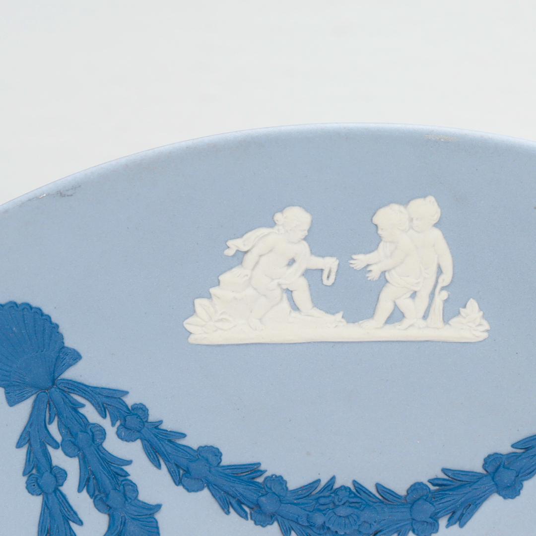 Late 20th Century Pair of Three-Color Wedgwood Blue Jasperware Plates signed by Lord Wedgwood For Sale