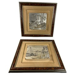 Pair of Three-Dimensional Vintage Patinated Silver Paintings, Italy, 1970s