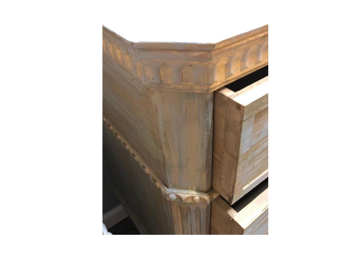 Gustavian Pair of Three Drawer European Chests Painted with Gold Wash