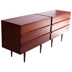 Pair of Three-Drawer Walnut Chests by Mel Smilow