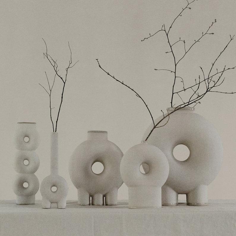 Contemporary Pair of Three Leg Ceramic Vase by Faina For Sale