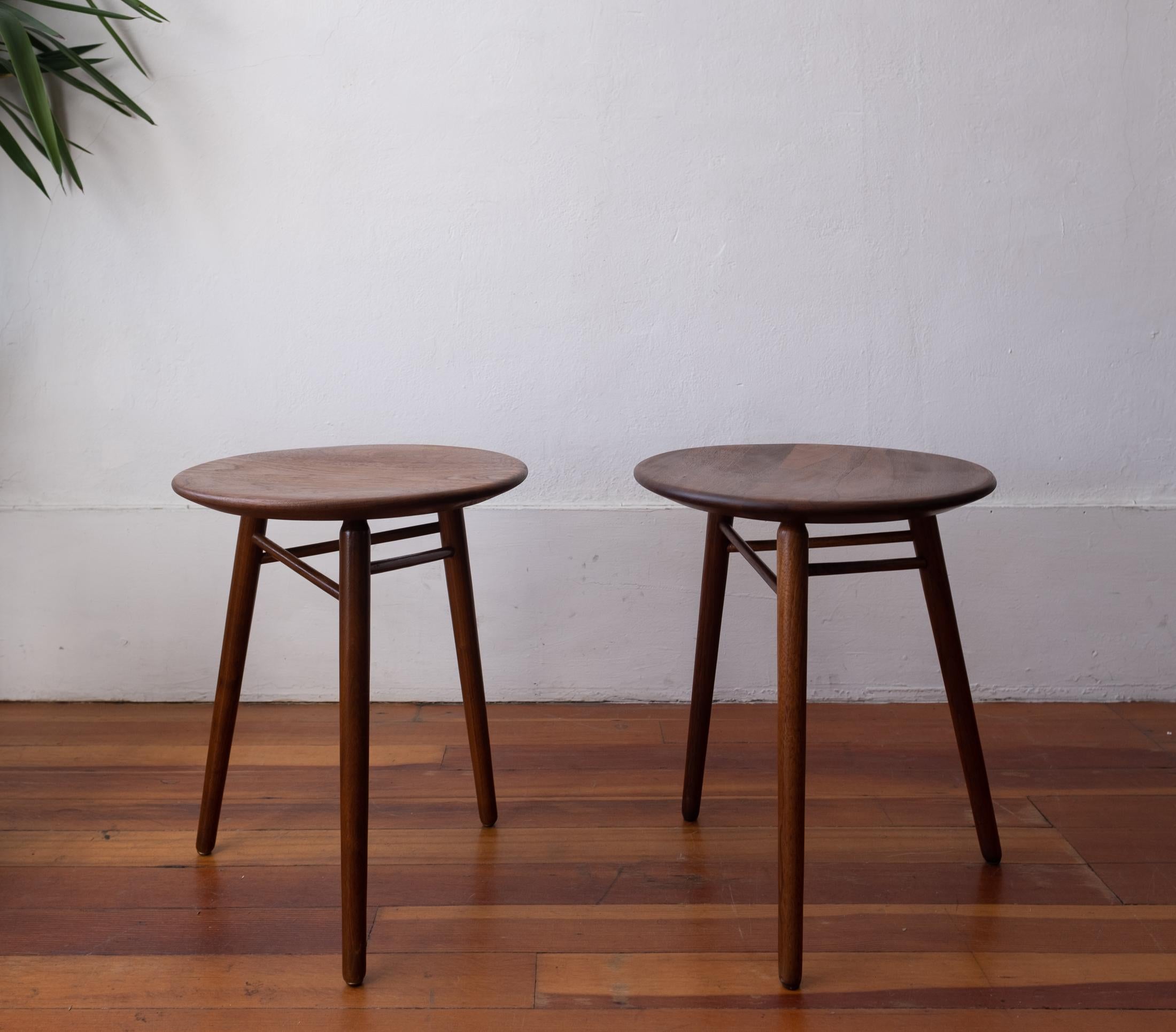Pair of Three Leg Stools or Side Tables by Kipp Stewart and Stewart MacDougall In Good Condition In San Diego, CA