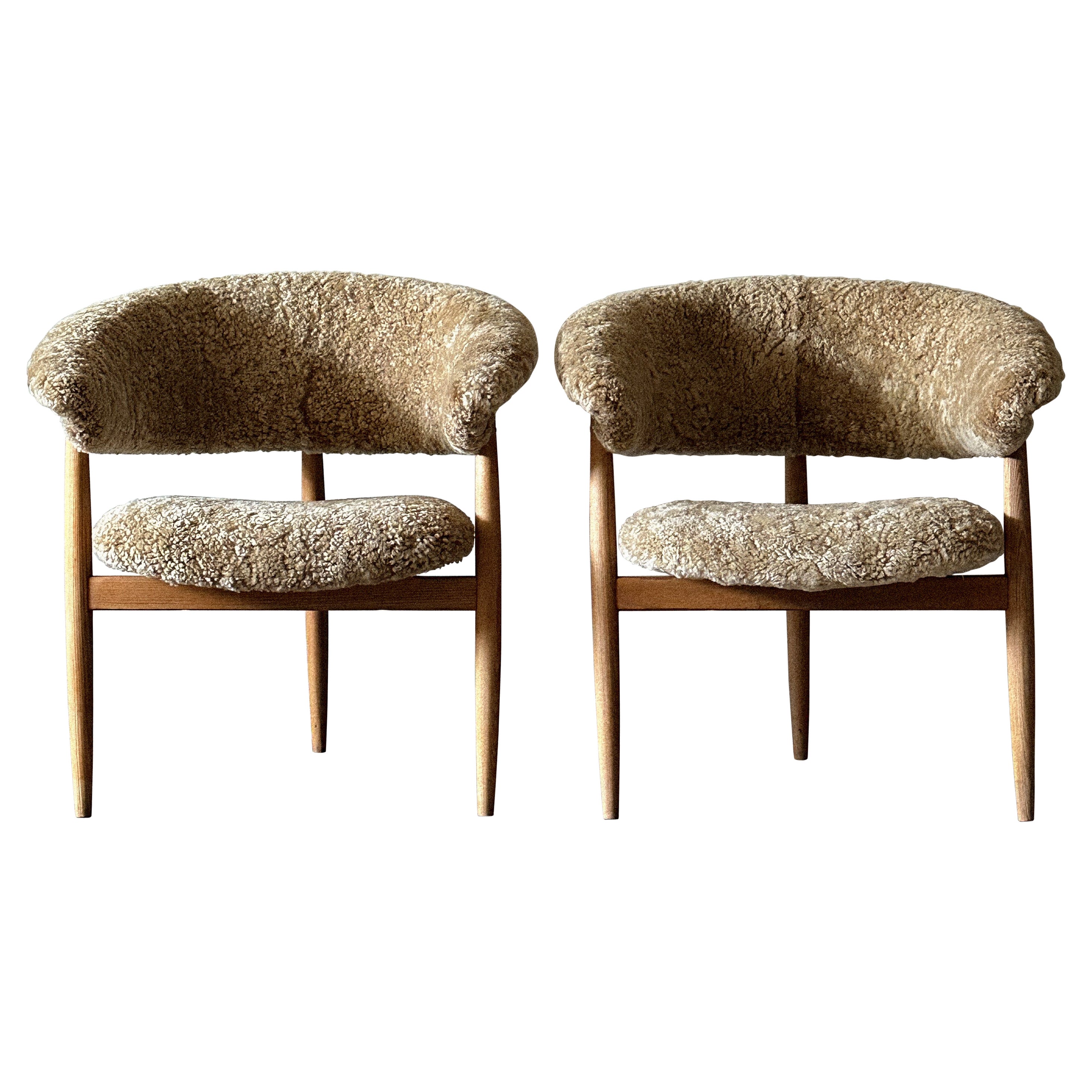 Pair of Three Legged Mid-Century Armchairs, Gerhard Berg, Norway, 1950s