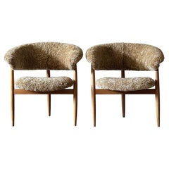 Pair of Three Legged Mid-Century Armchairs, Gerhard Berg, Norway, 1950s