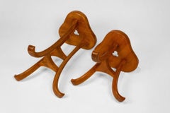 Pair of Three Legged Trefoil Design Stools in the Style of Adolf Loos