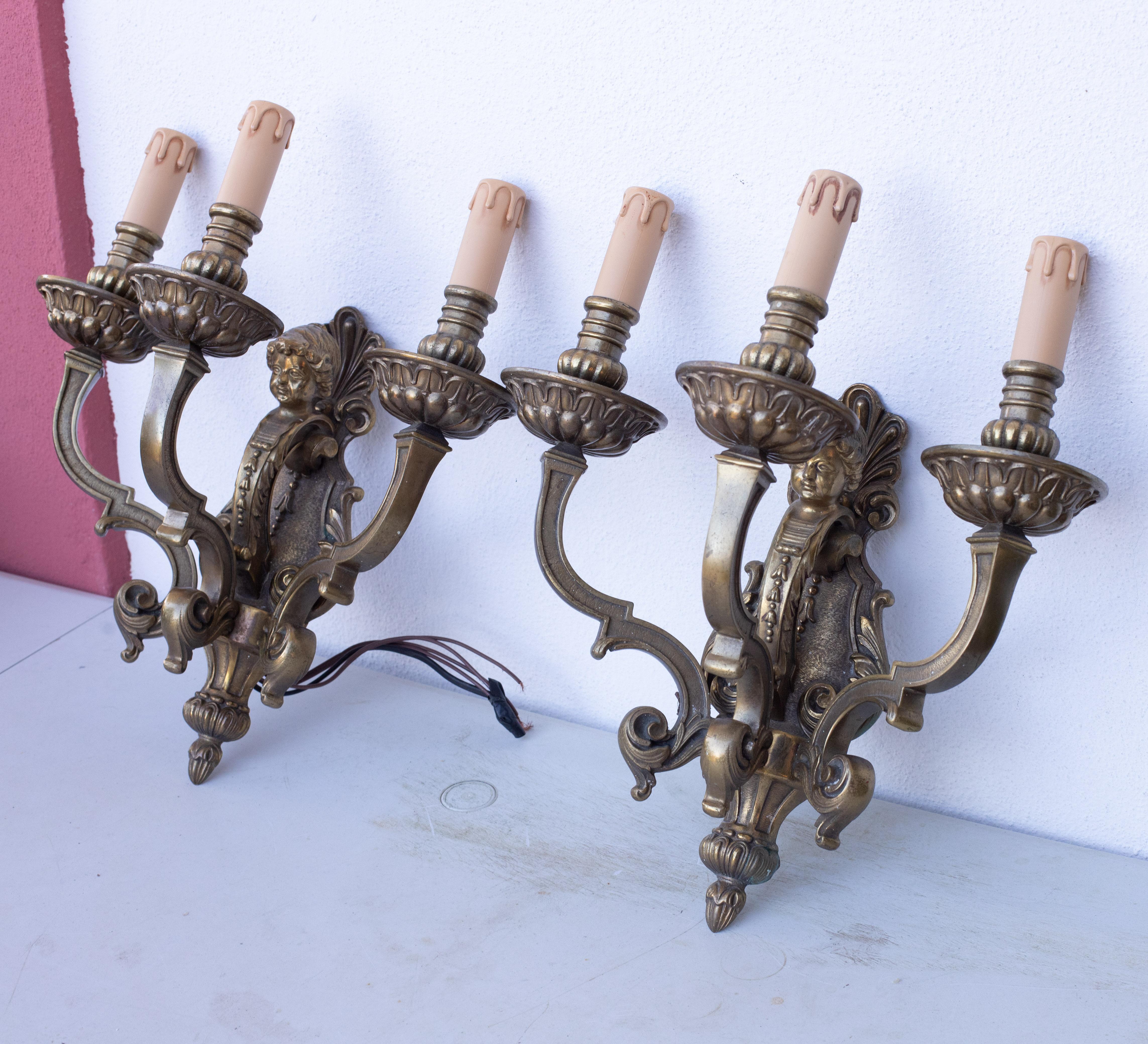 Pair of three-light sconces in the Louis XVI style For Sale 8