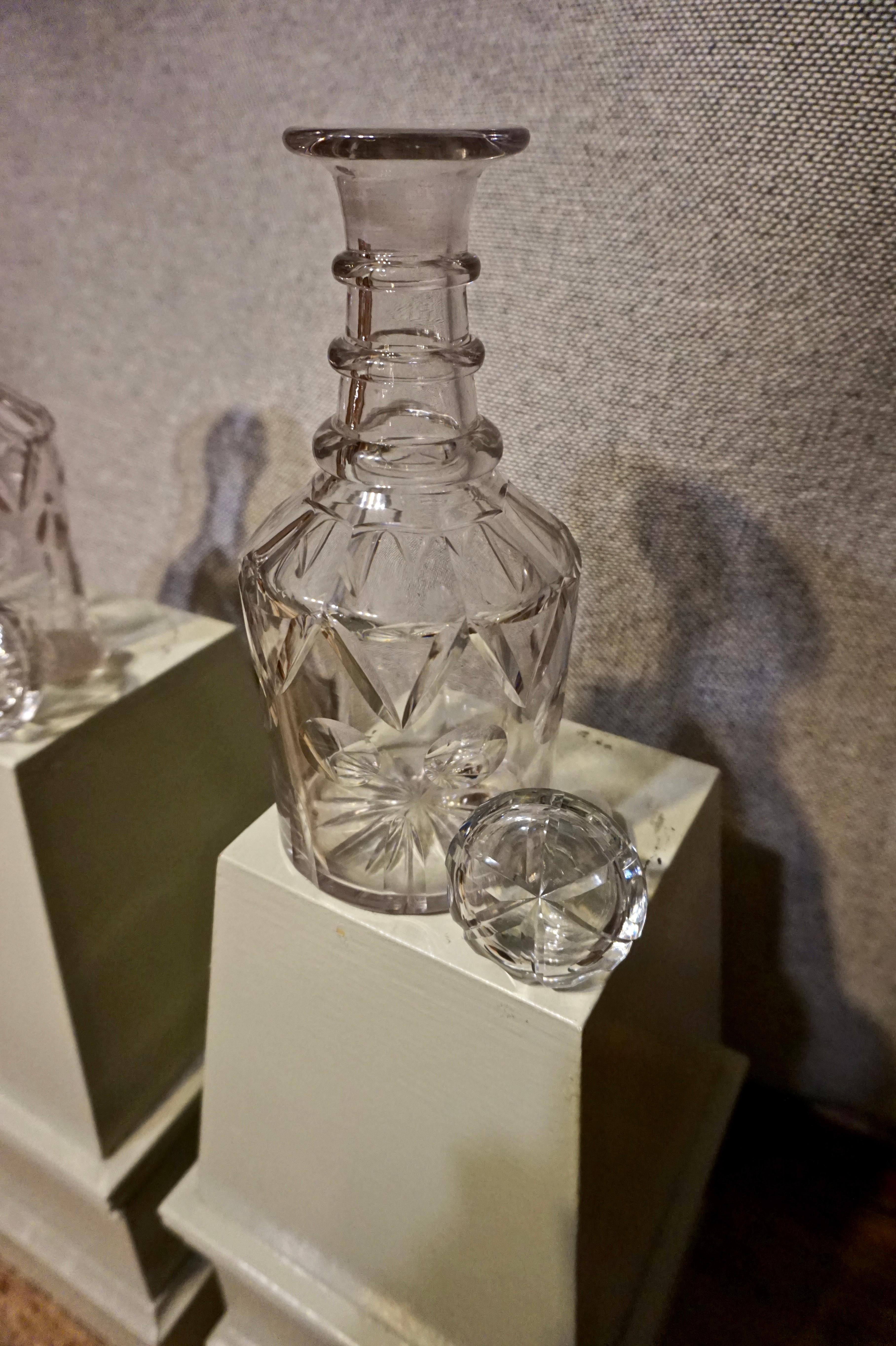 Pair of Three Ringed Distinguished Georgian Cut Glass Decanters 5