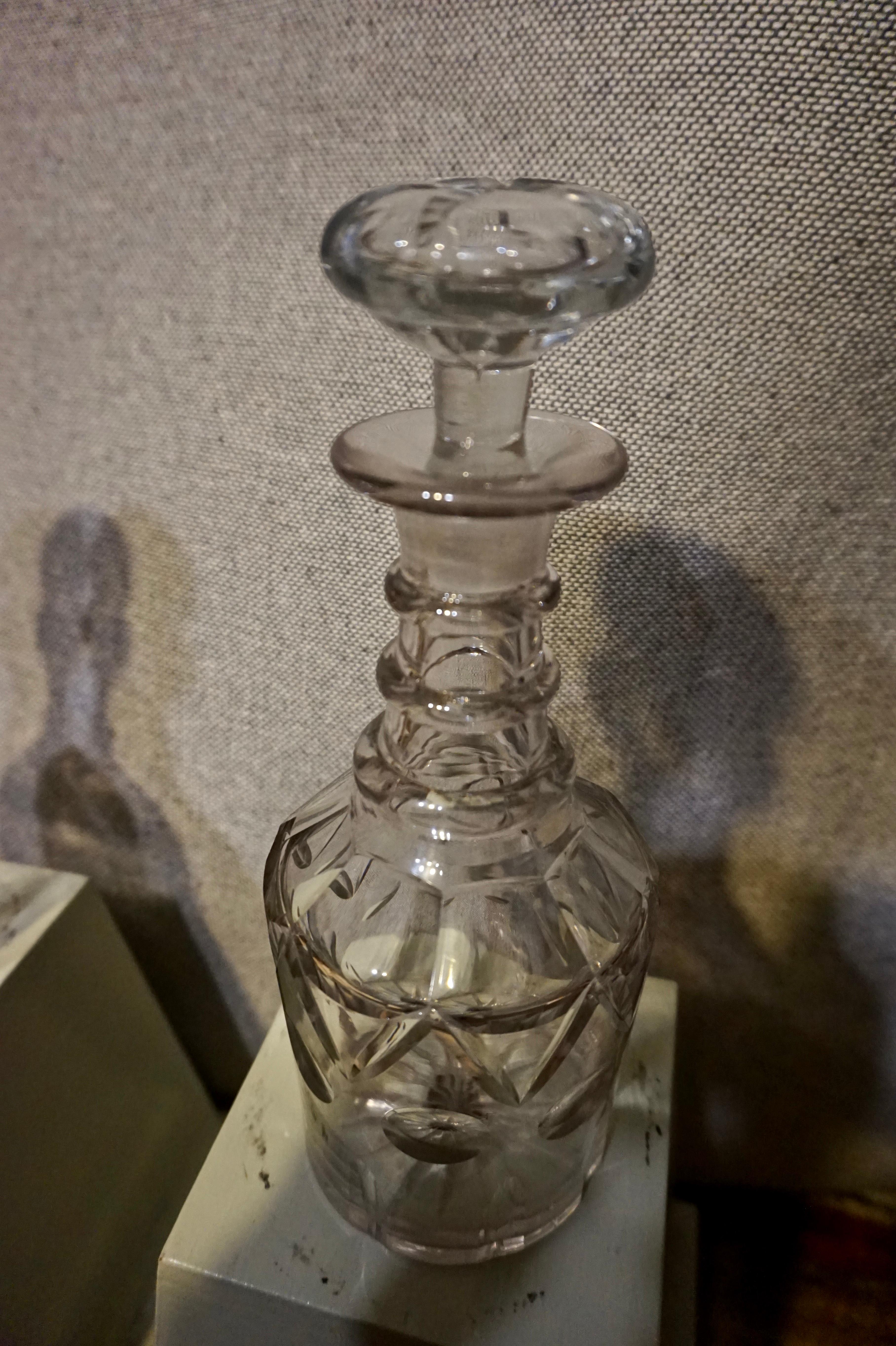 19th Century Pair of Three Ringed Distinguished Georgian Cut Glass Decanters