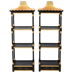 Pair of Three-Tier Chinoiserie Etageres
