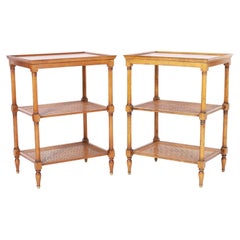Pair of Three Tiered Caned Stands