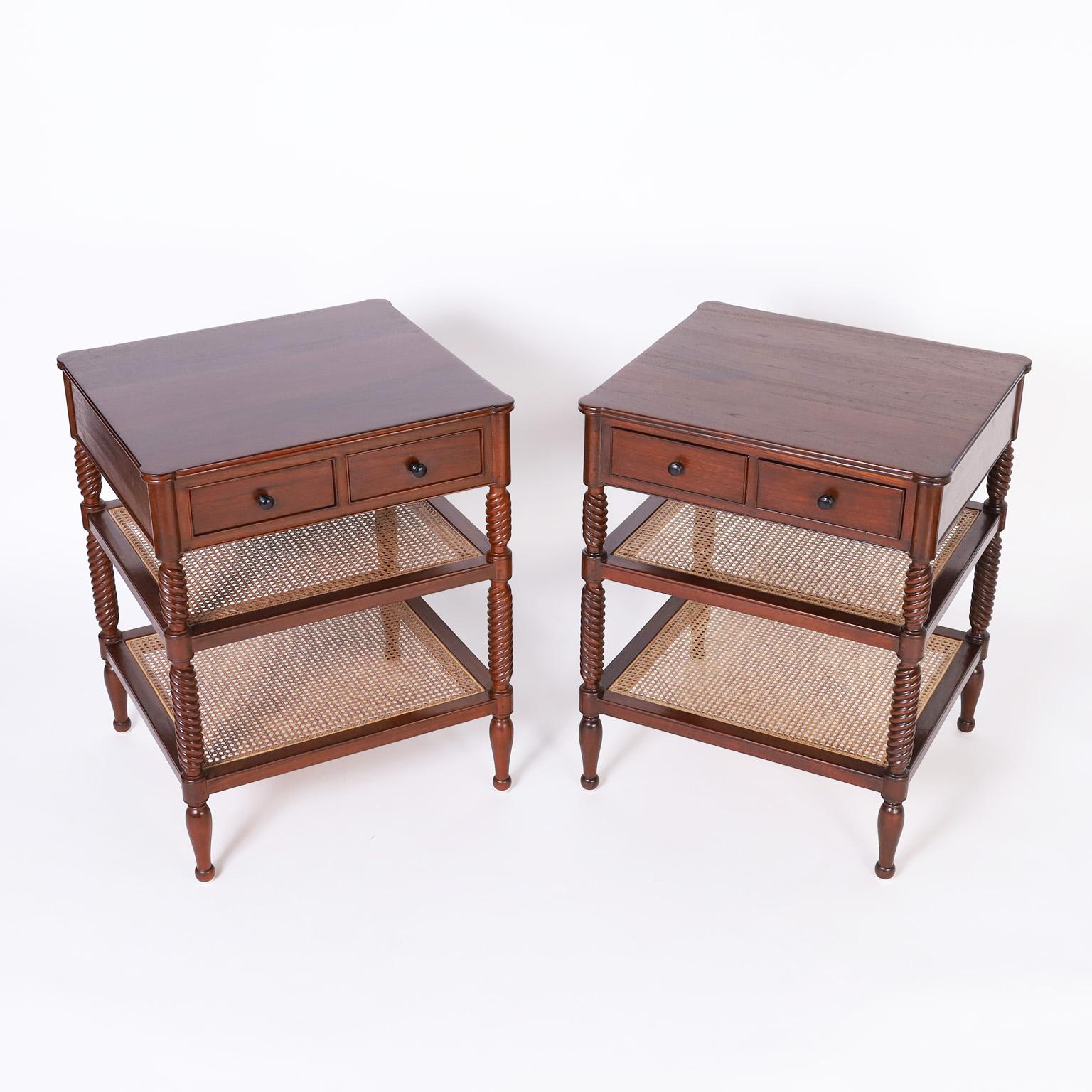 British Colonial Pair of Three Tiered Stands or Tables