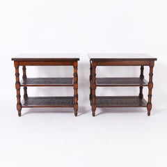 Pair of Three Tiered Walnut Stands or Tables