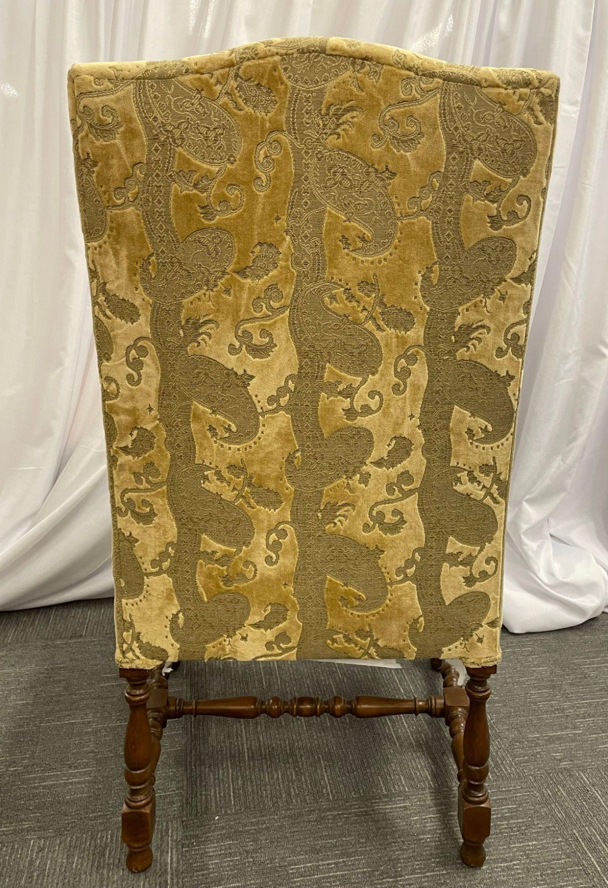 Fabric Pair of Throne Chairs, Fauteuils in Louis XIV Fashion, Fine Upholstery For Sale