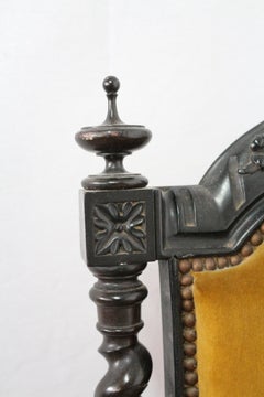 Pair of Throne Chairs Open Armchairs French 19th Century Louis XIII Barley Twist