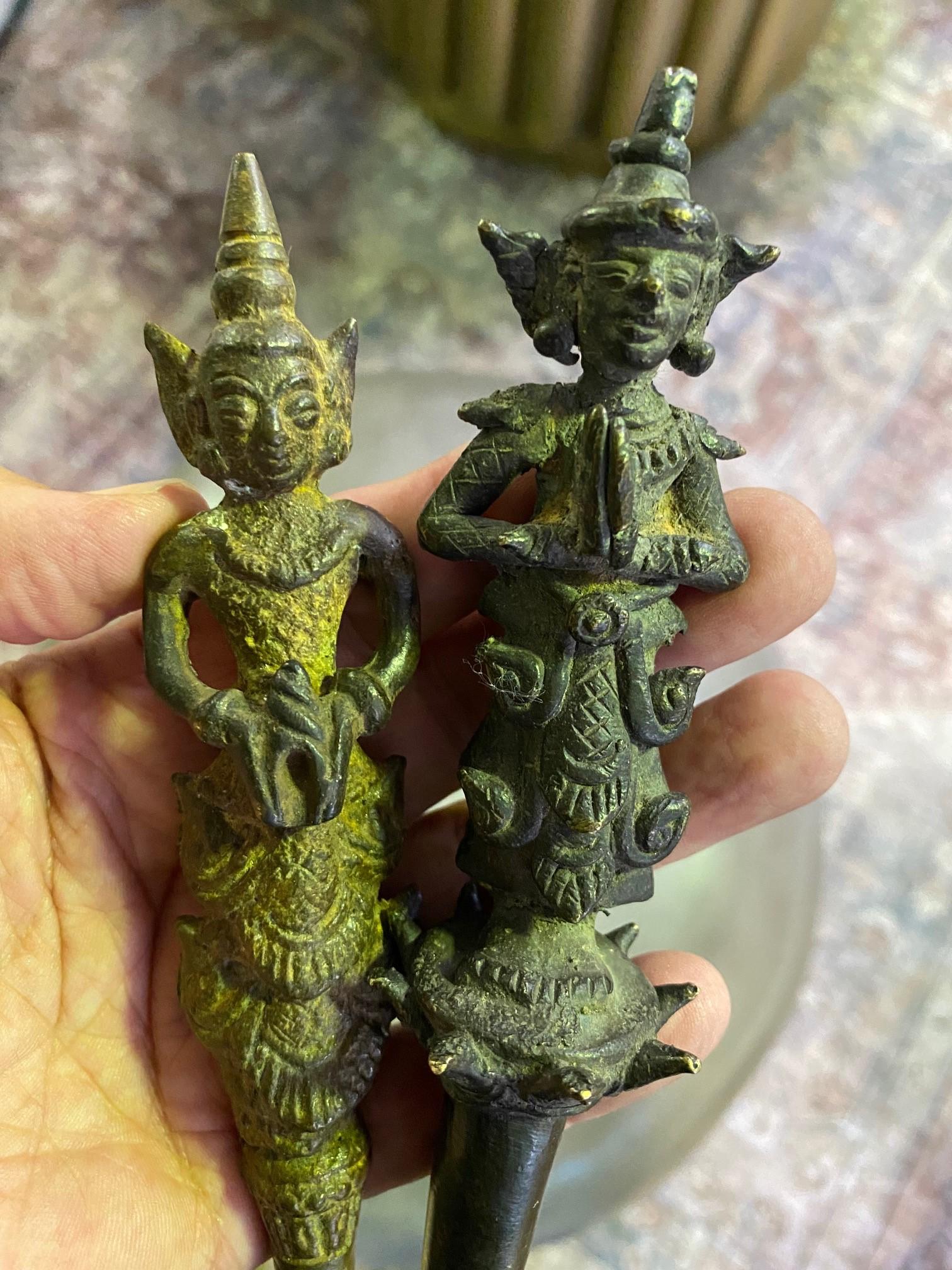 Pair of Tibetan or Nepalese Bronze Amulets Temple Shrine Figures Artifacts For Sale 1