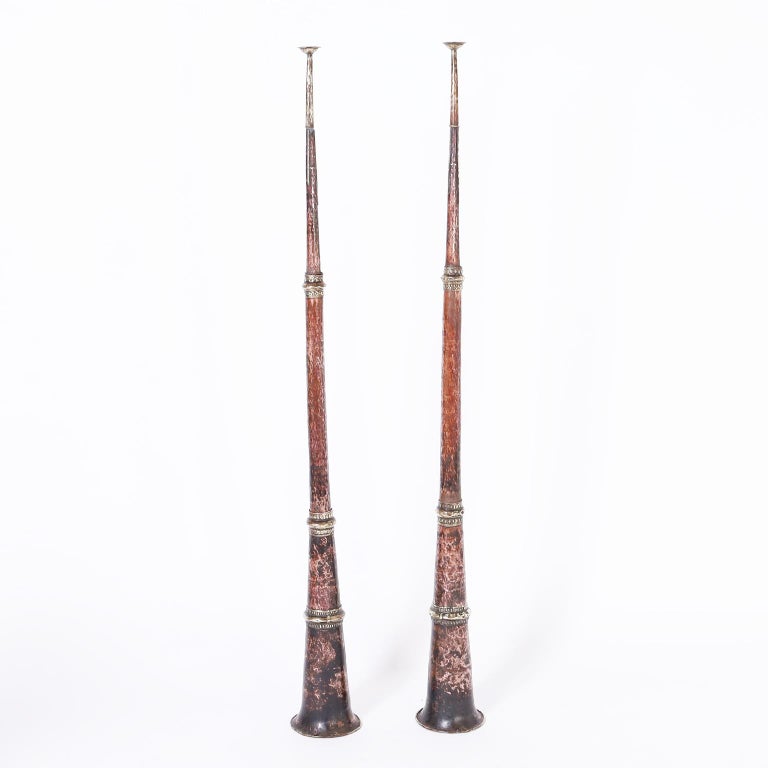 Pair of Tibetan Telescopic Horns or Dungchens For Sale at 1stDibs