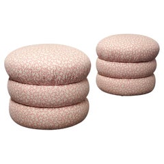 Pair of Tiered Pouf Ottomans