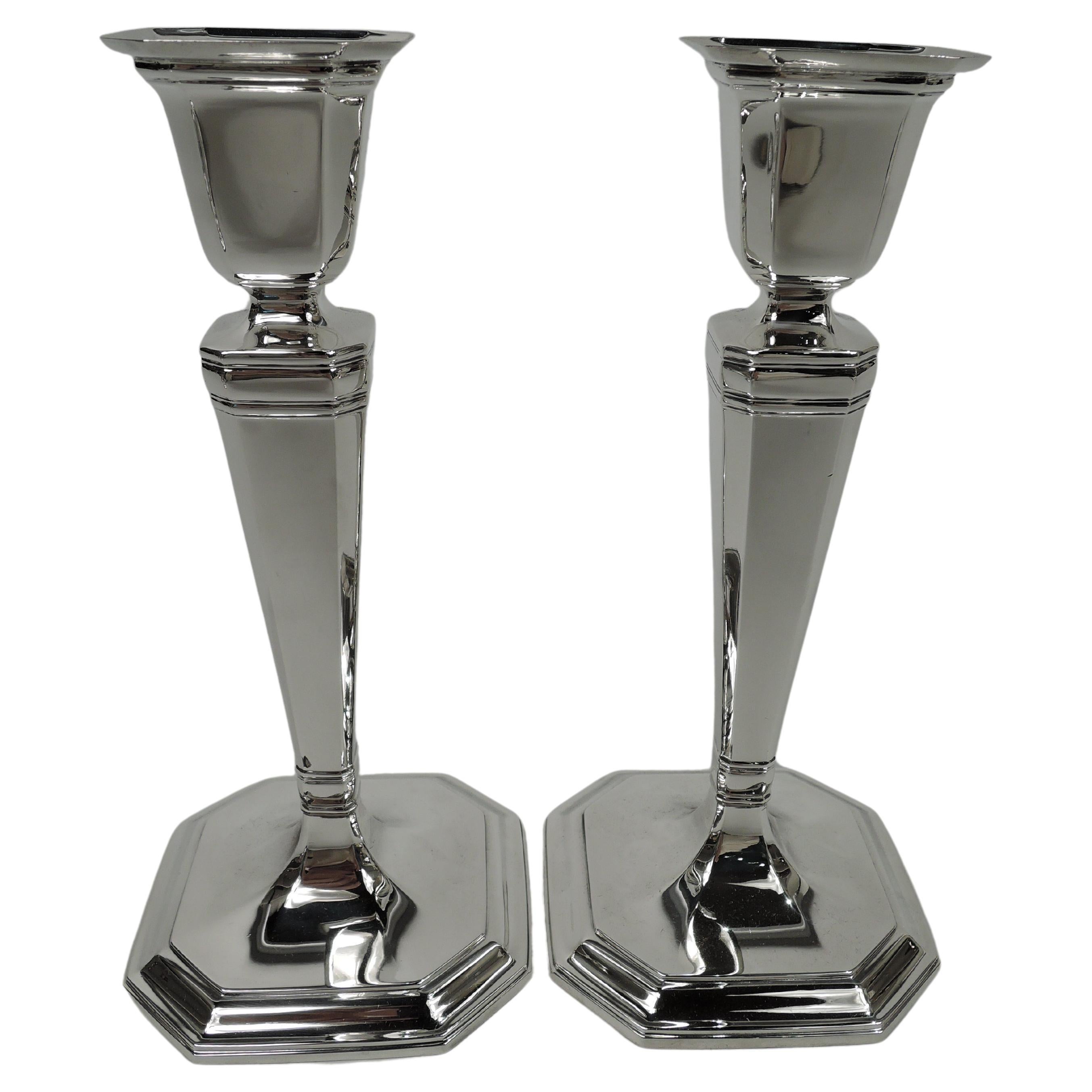 Pair of Tiffany and Co. Sterling Silver 1912 Candlesticks in Art Deco