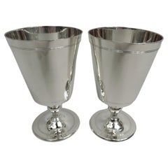 Pair of Tiffany & Co. Art Deco Sterling Silver Goblets for Twosome Tippling