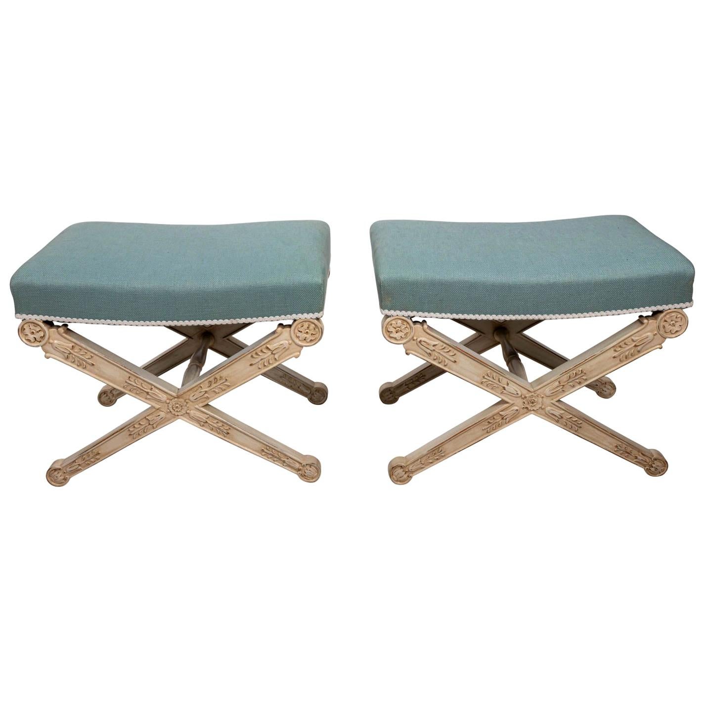 Pair of Tiffany Blue X-Form Benches