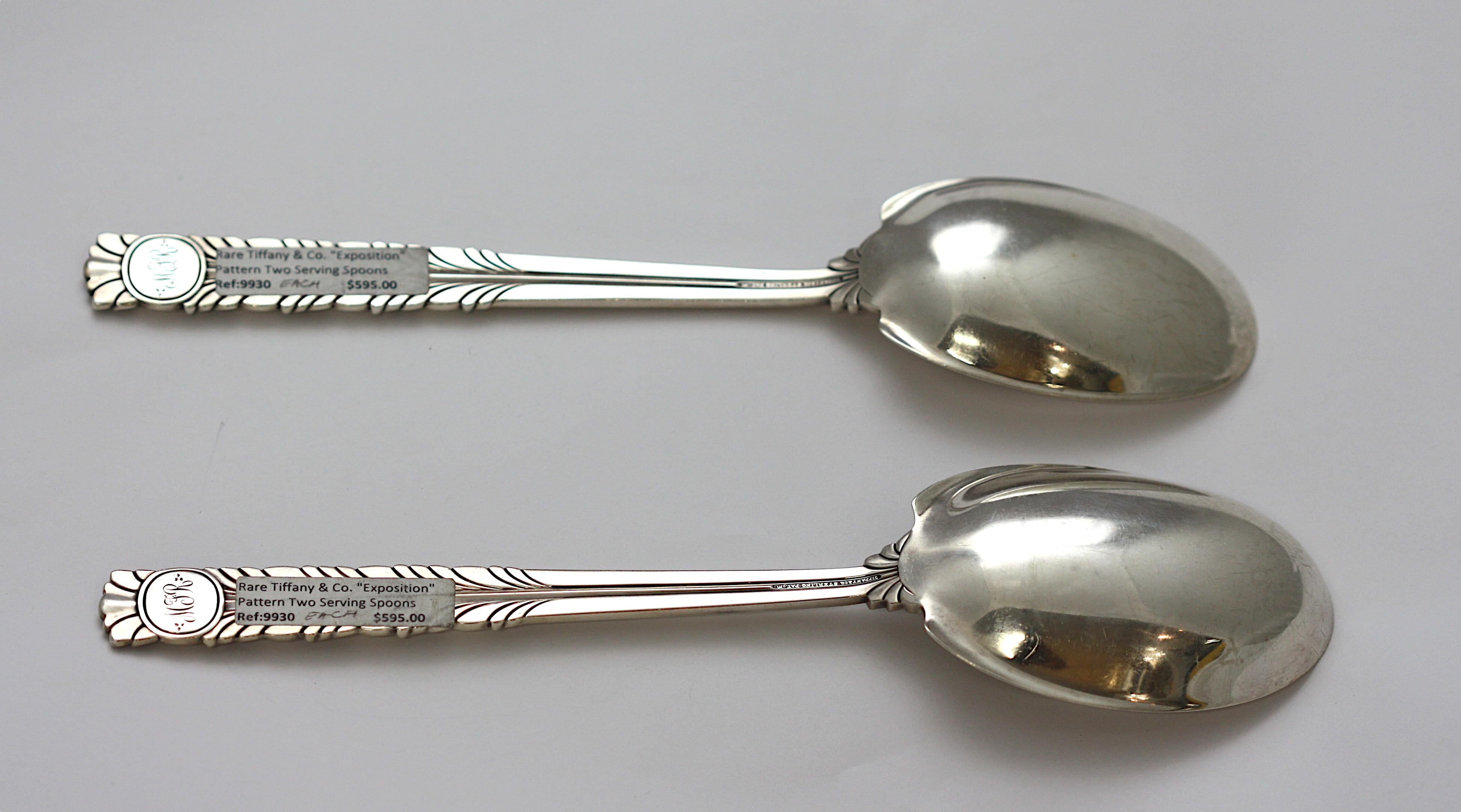 20th Century Pair of Tiffany & C0. Sterling Silver Serving Spoons For Sale