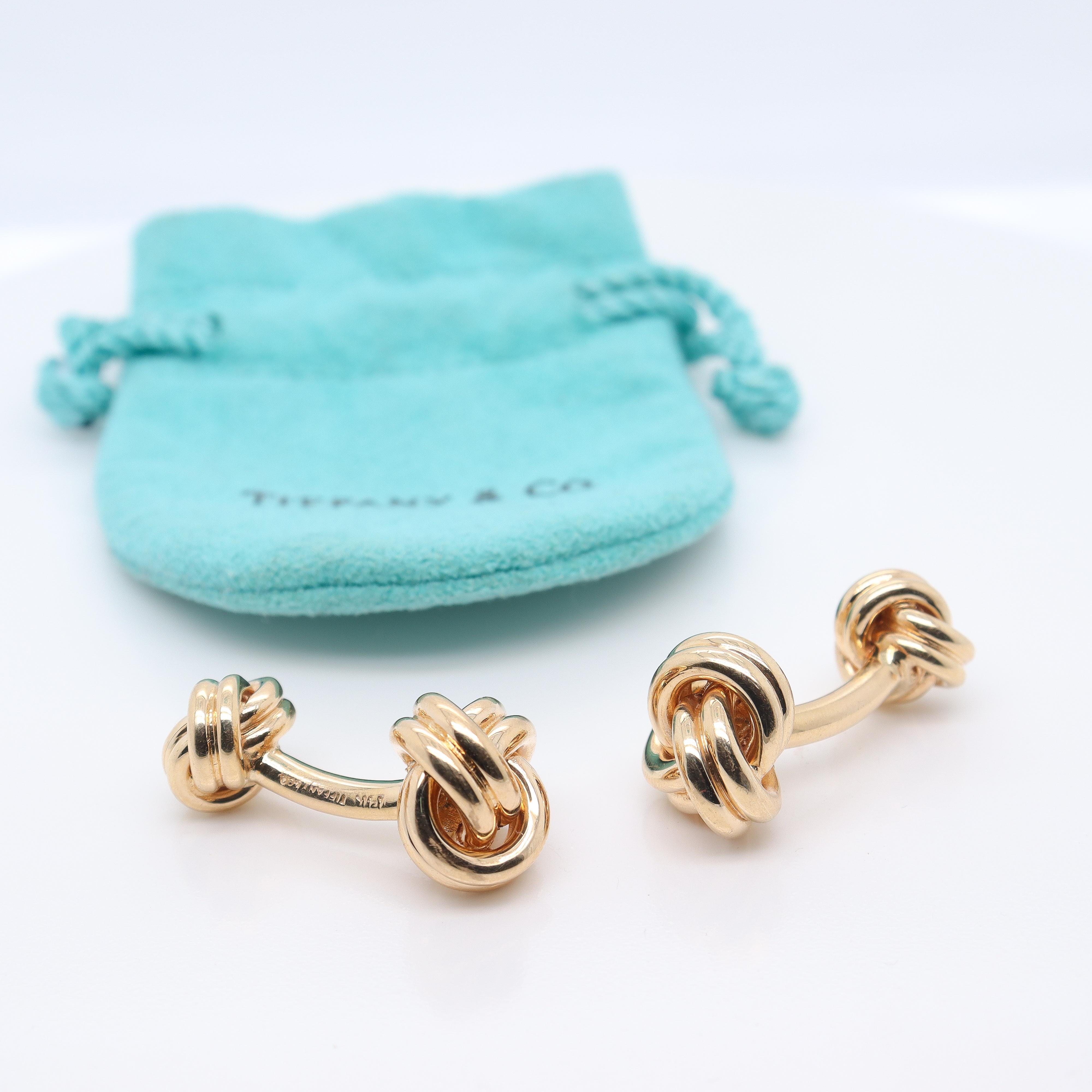Pair of Tiffany & Co. 14k Gold Double Love Knot Cufflinks 2