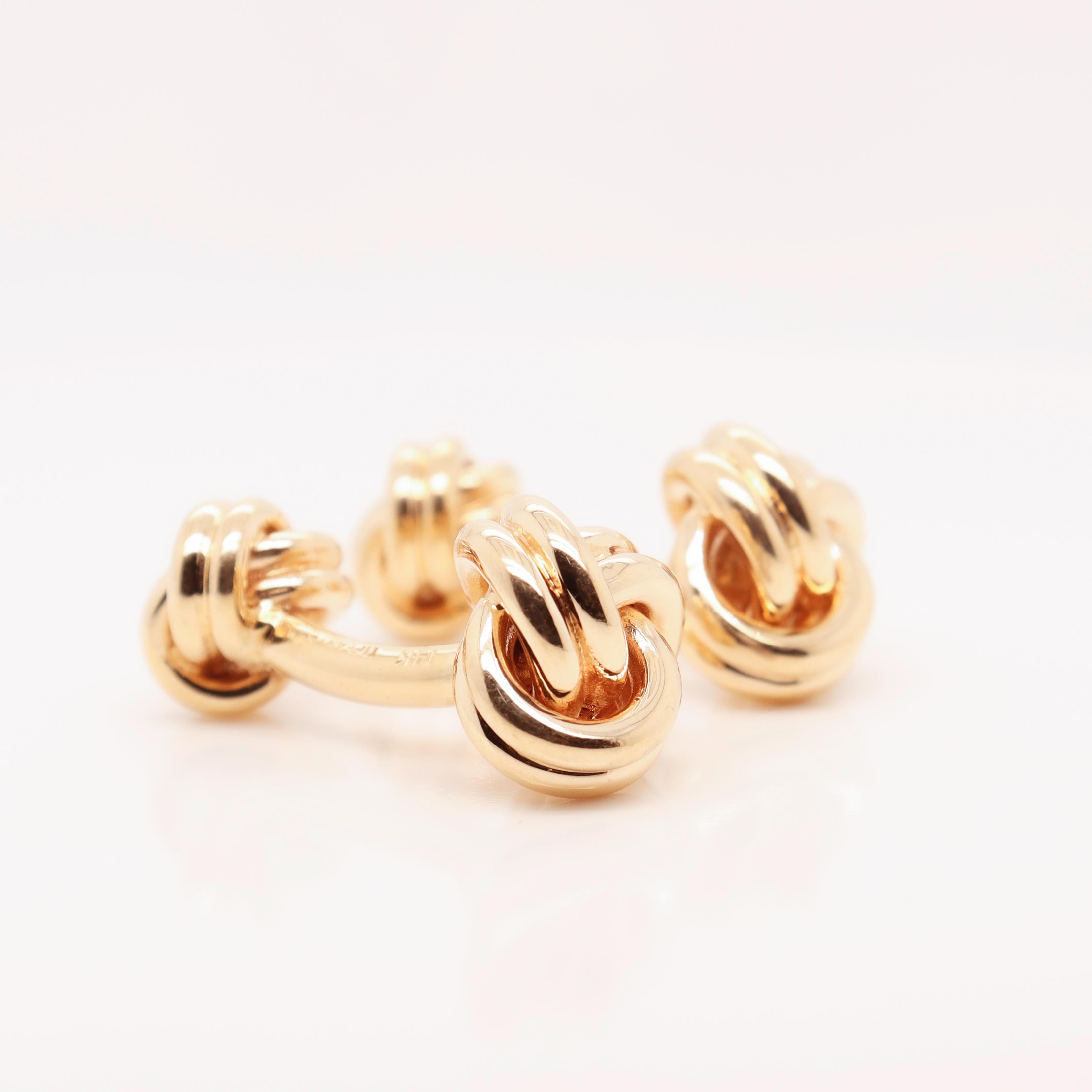 Pair of Tiffany & Co. 14k Gold Double Love Knot Cufflinks 6